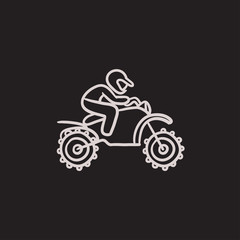 Fototapeta na wymiar Man riding motocross bike sketch icon.