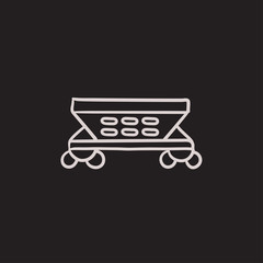 Cargo wagon sketch icon.