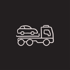 Car towing truck sketch icon.