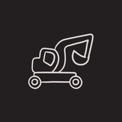 Excavator truck sketch icon.