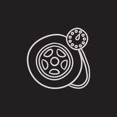 Pressure gauge tyre  sketch icon.