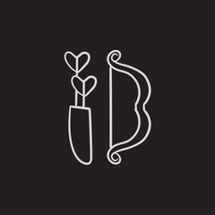 Bow and arrows sketch icon.