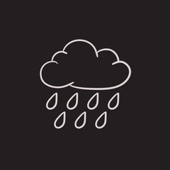 Cloud and rain sketch icon.