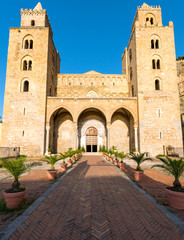 Fototapeta na wymiar The imposing norman cathedral of Cefalu in Sicily