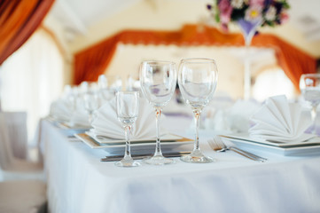 table set for wedding or another catered event