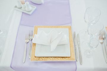 table set for wedding or another catered event