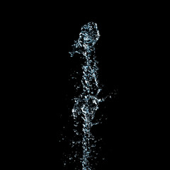 Elegant Blue Water Column Splash on Black Background