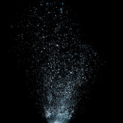 Ethereal Blue Water Bubble Splash on Black Background