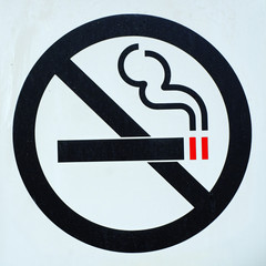 Label no smoking metal sign in the park