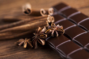 Cinnamon and anise, Dark chocolate with candy sweet