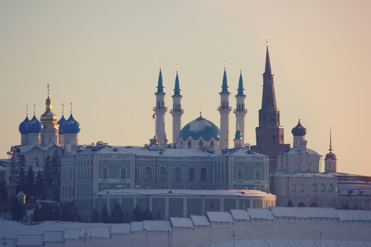 View on ancient city, winter