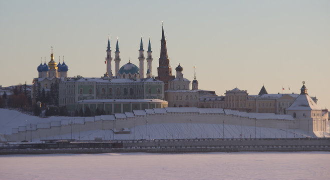 View on ancient city, winter