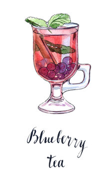 Glass of blueberry tea