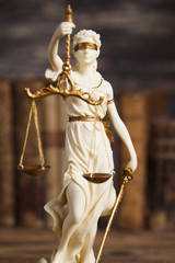 Statue of justice, burden of proof, law theme