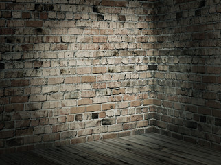old room with brick wall