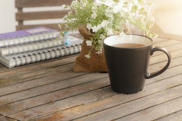 Hot tea on a wooden table