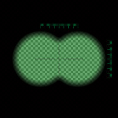 Vector illustration. Binocular night green view transparent with soft edges and crosshair. Design concept for film, web, graphic .