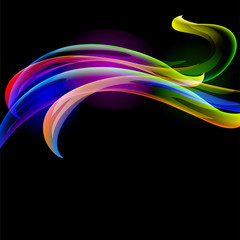 Colorful abstract three-dimensional lines on a black background.