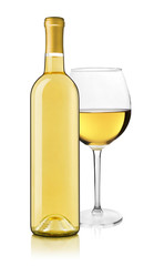 Wine bottle and glass
