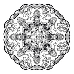 Mandala hand drawn design. Can be used like Coloring page. Vintage oriental round decorative element. vector illustration