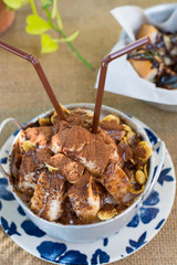 Cocoa cold on the table with natural background