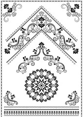 Luxury black calligraphy ornaments  and corner on white background