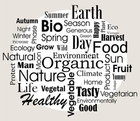 Organic food word cloud concept illustration