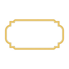 Gold frame. Beautiful simple golden design. Vintage style decorative border, isolated on white background. Deco elegant art object. Empty copy space for decoration, photo, banner. Vector illustration.