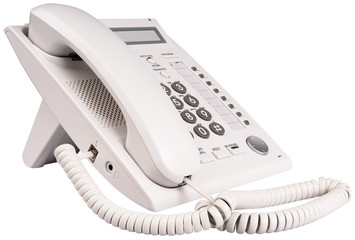 White IP telephone isolated