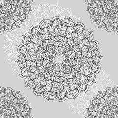 Beautiful ornamental seamless pattern with mandala illusrations