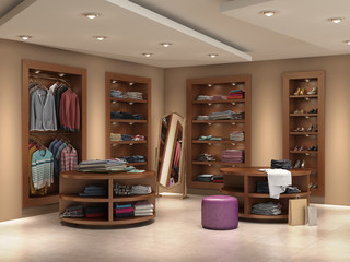 store inside full, 3d illustration