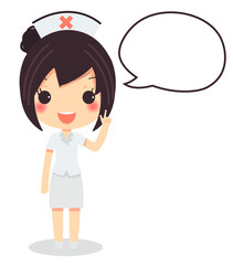cute nurse uniform with empty balloon speech