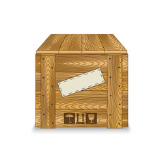 wooden box a 3D icon on a white background