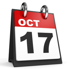 October 17. Calendar on white background.