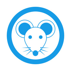 Icono plano cabeza raton en circulo color azul