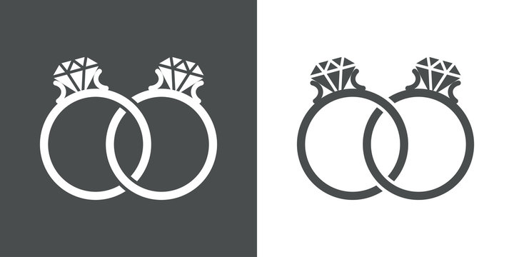 Icono plano anillos de compromiso gris Stock Vector | Adobe Stock
