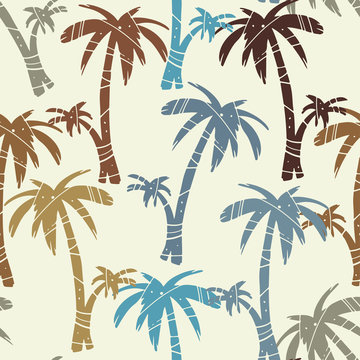 Vintage seamless pattern with palm trees