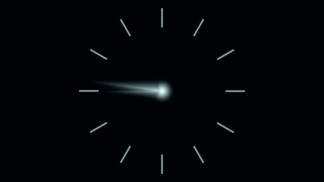 Looped the Clock. On a black background clock dial without digits. Arrows rotate rapidly. The clip can be looped.