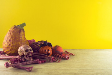 pumpkin with bone and prop decor halloween