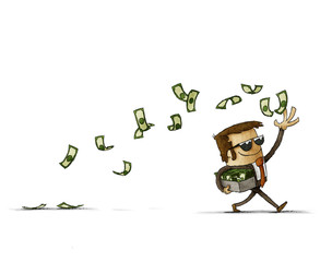 businessman throwing money