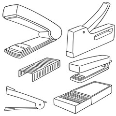 vector set of stapler - obrazy, fototapety, plakaty