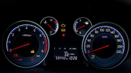 Fototapeta premium Illuminated car dashboard