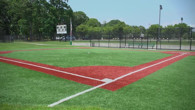 Empty public baseball diamond field