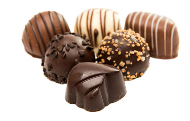 Belgian chocolate candies isolated