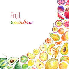 Background with hand drawn  bright stylish fruits