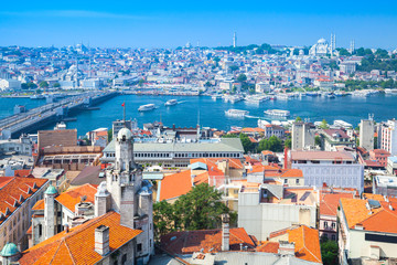 Fototapeta premium Istanbul, Turkey. Summer cityscape with bridge