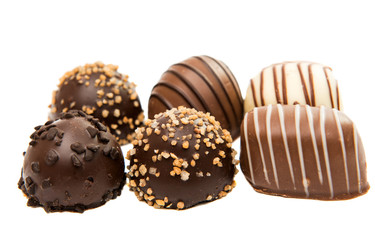 Belgian chocolate candies isolated