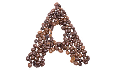 Coffee alphabet isolated on white background