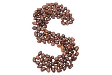 Coffee alphabet isolated on white background
