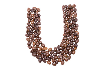 Coffee alphabet isolated on white background